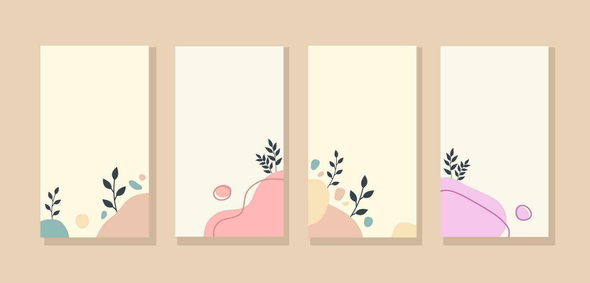 Boho, Pflanzen, Abstrakte Formen, Pastell, Creme, Full HD, Desktop-Hintergrund für Windows