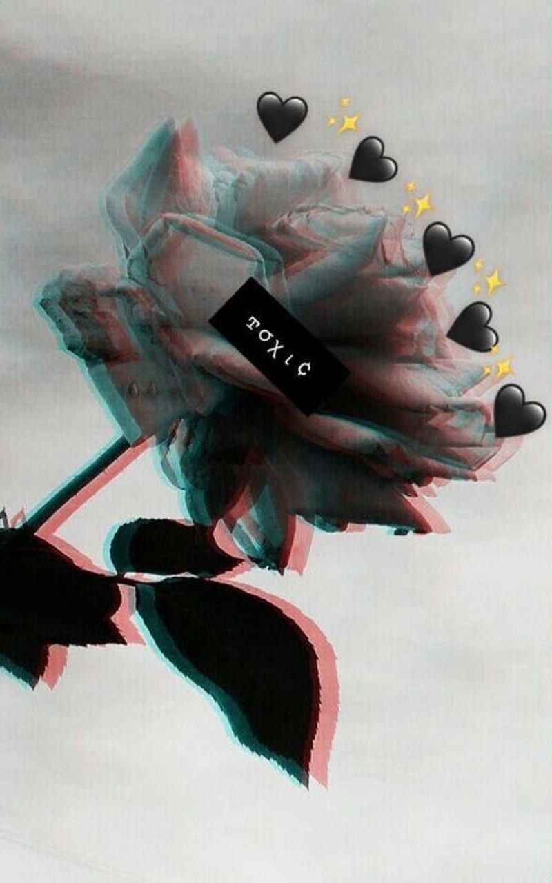 Rose, Herzen, Glitch-Effekt, Grau, Schwarz, HD, Sperrbildschirm fürs iPhone