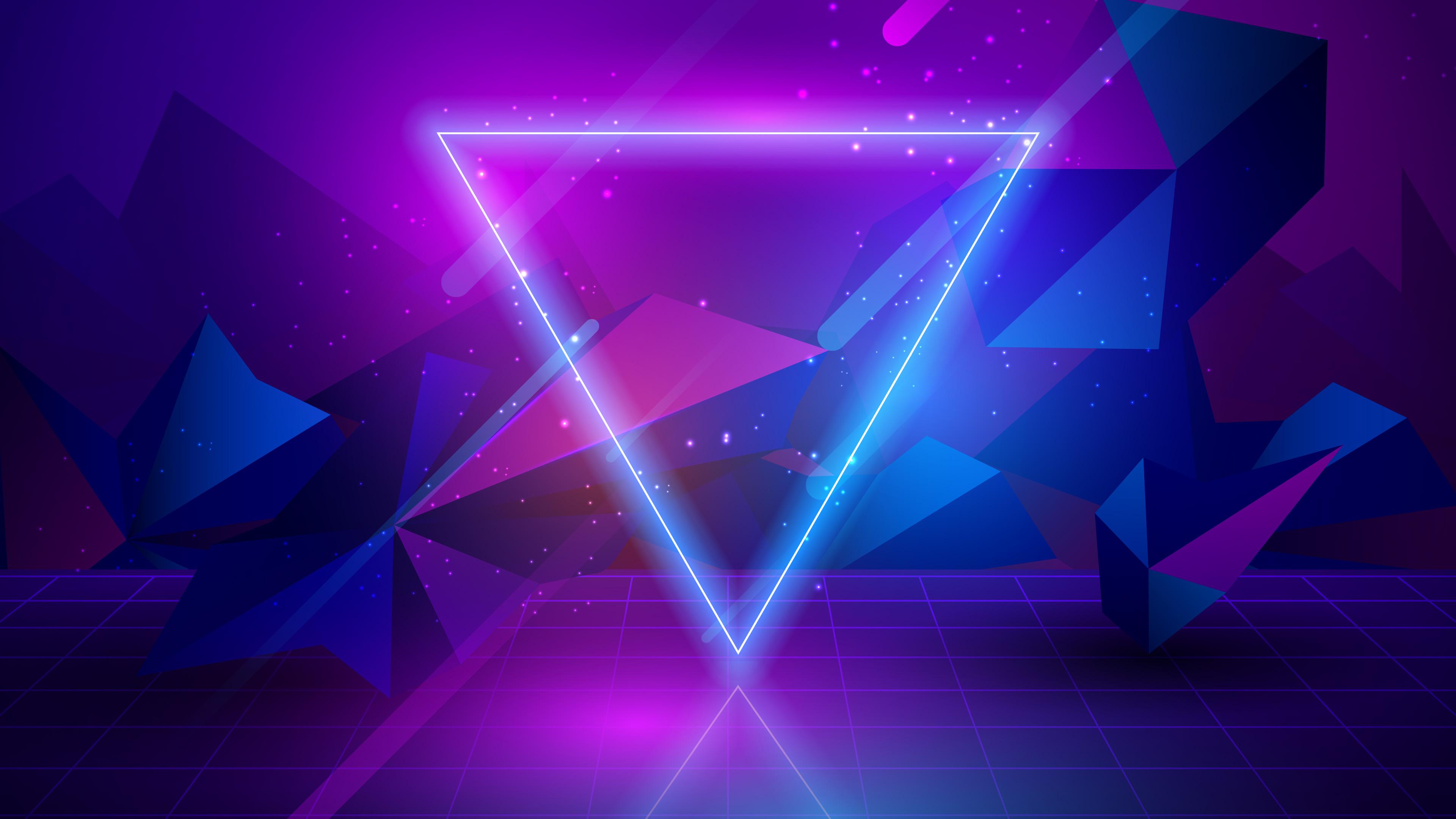 Dreieck, Polygone, Lila, Blau, Low Poly, 16:9, 4K-Hintergrundbild für den Desktop