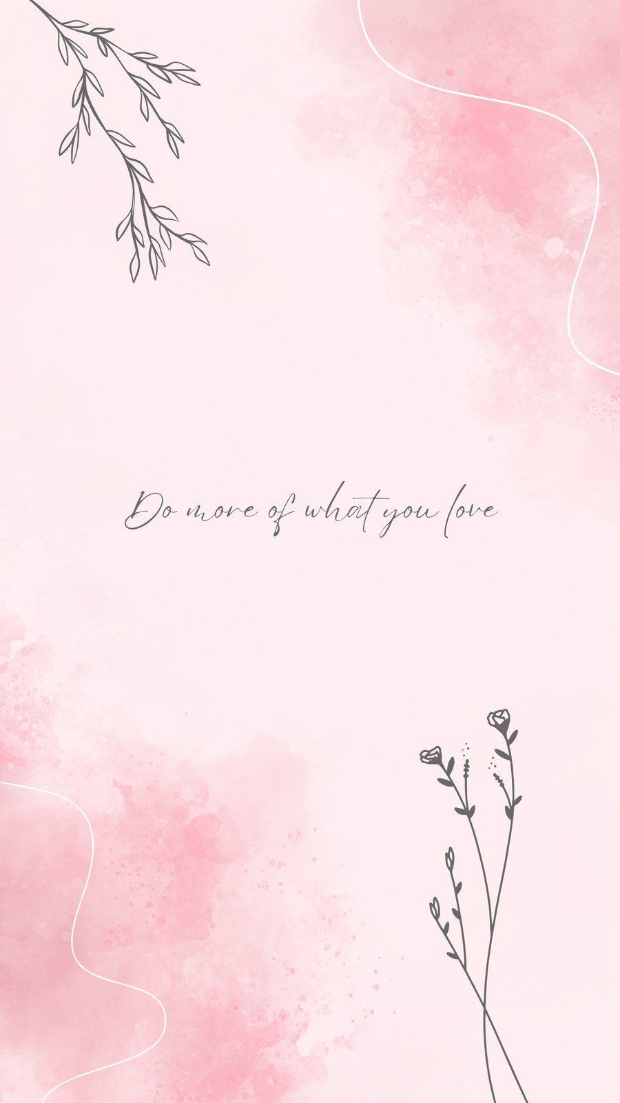 Aquarell, Rosa, Zweige, Zitat, Minimalistisch, HD, Handy-Hintergrund im Hochformat