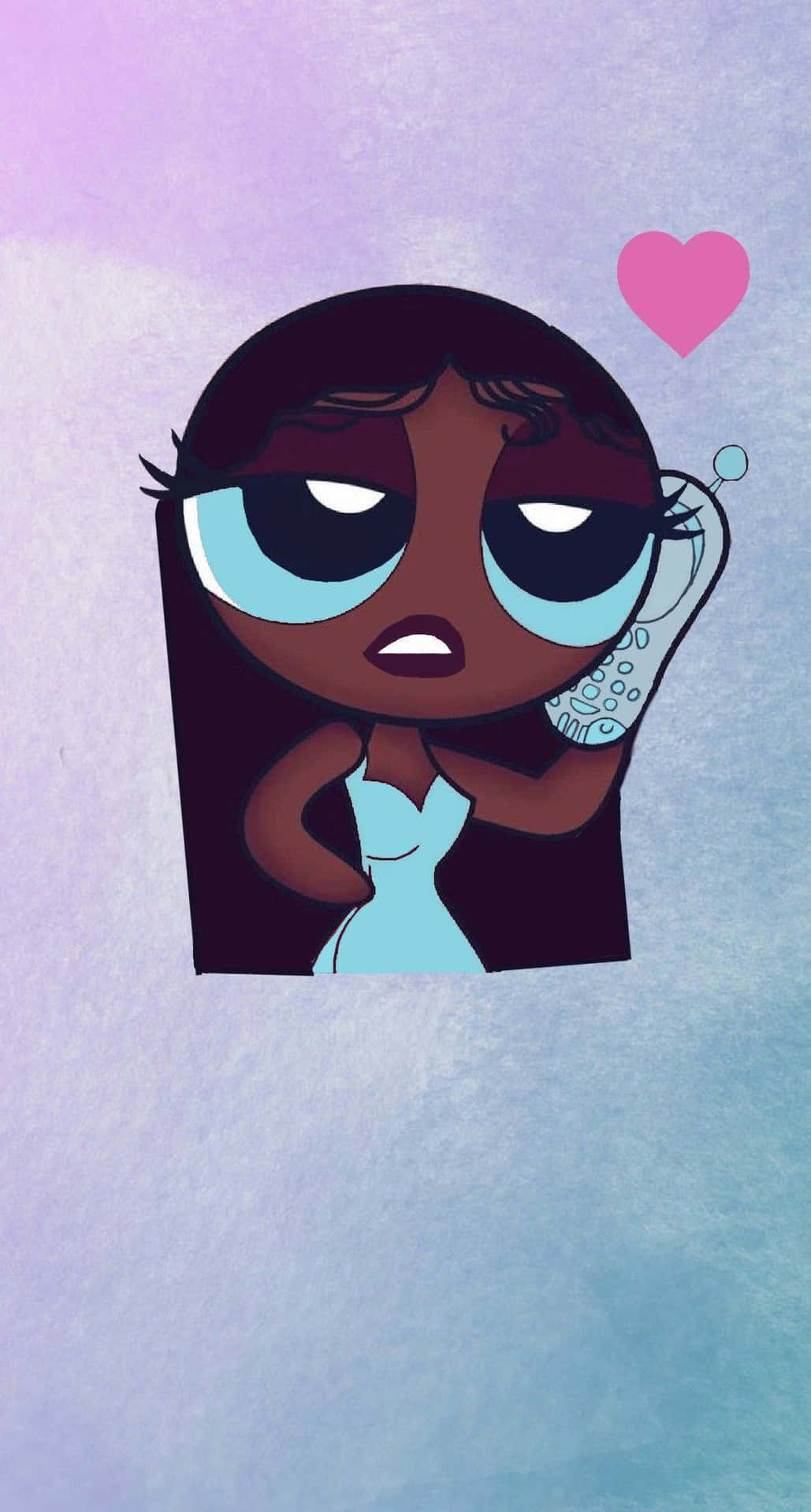 Powerpuff-Stil, Cartoon, Herz, Telefon, Lila Farbverlauf, HD, Handy-Hintergrundbild