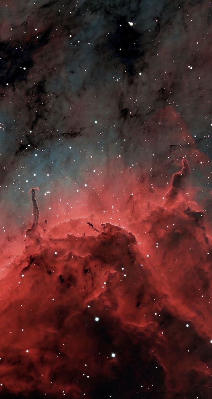 Nebel, Rot, Kosmischer Staub, Dunkel, Astrofotografie, Hintergrundbild für iPhone und Android