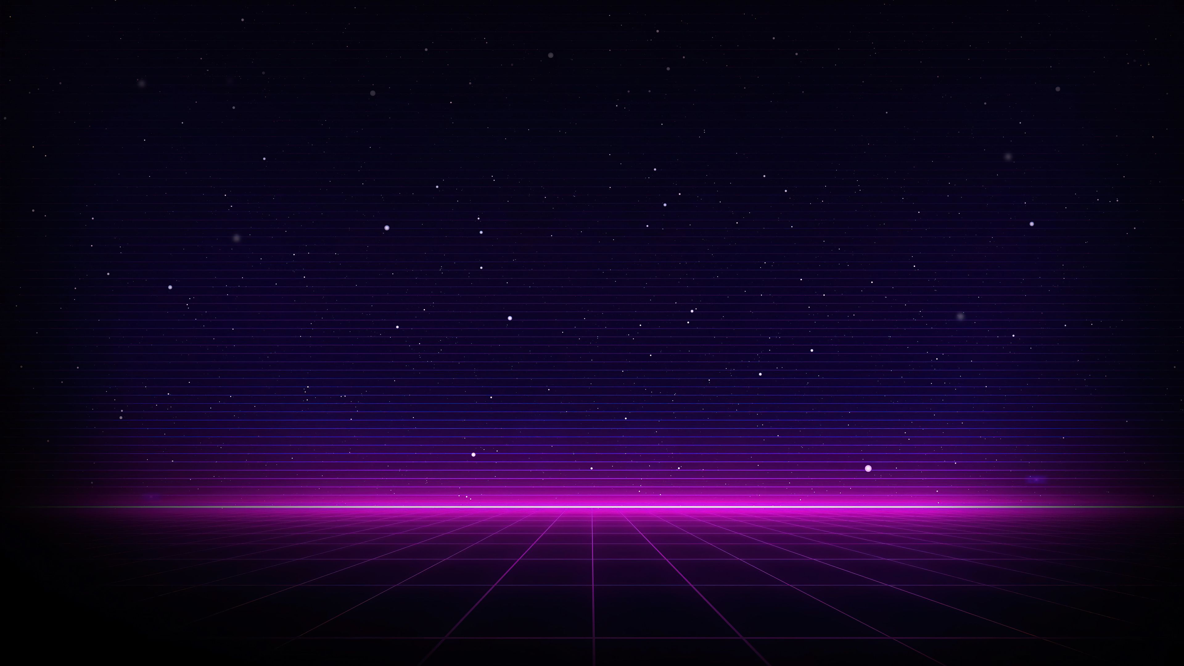 Horizont, Raster, Synthwave, Dunkelblau, Minimalistisch, 4K, Breitbild-Hintergrundbild