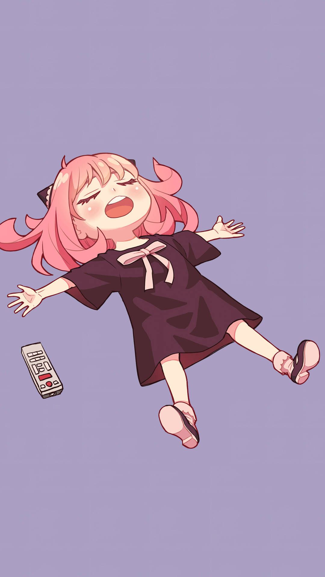 Anya Forger, Spy × Family, Anime, Rosa Haare, Lila Hintergrund, Sperrbildschirm fürs iPhone