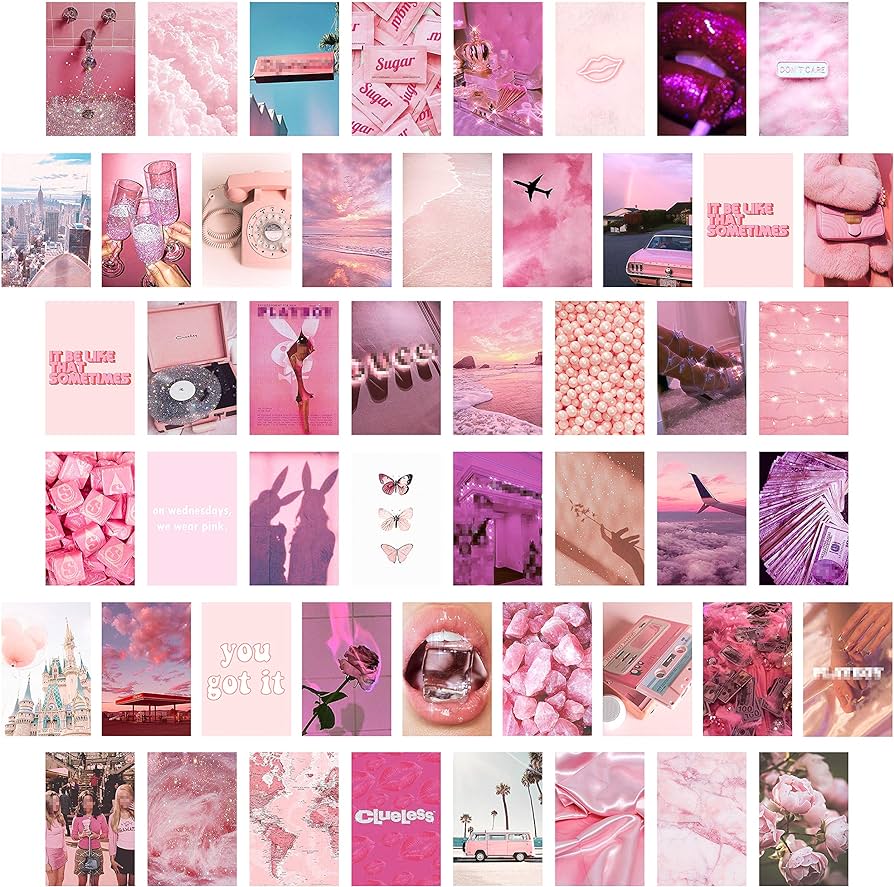 Collage, Rosa Ästhetik, Fotowand, Pink, Moodboard, Hintergrundbild für iPad und Tablet