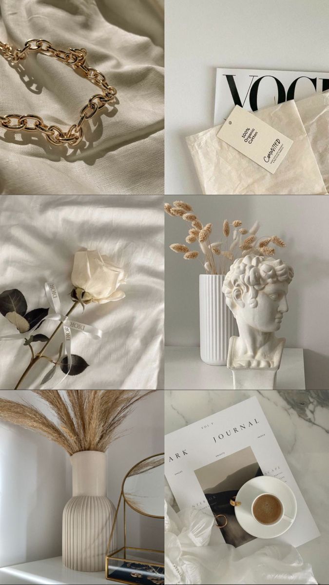 Collage, Beige Ästhetik, Vogue, Büste, Schmuck, Moodboard, Android-Hintergrundbild