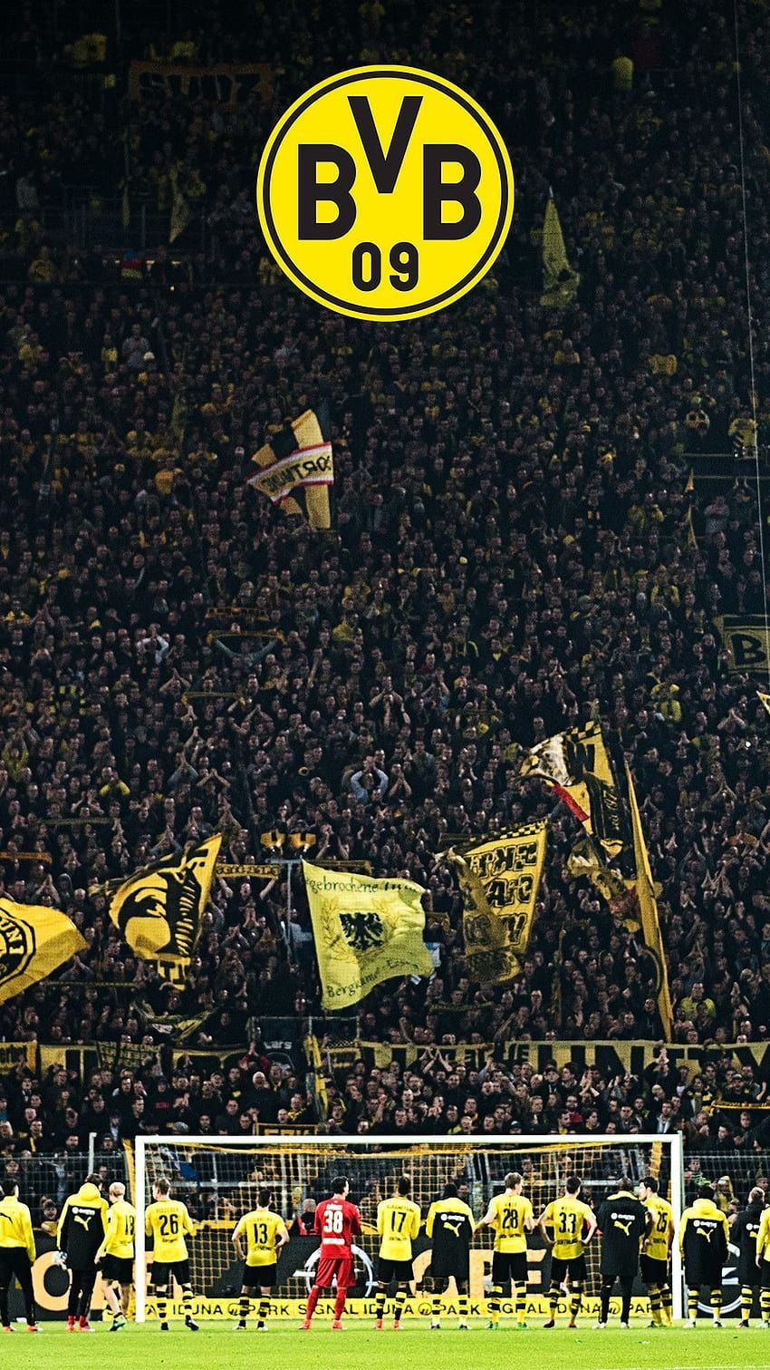 Signal Iduna Park, Südtribüne, BVB-Logo, Fans, Fahnen, HD, Sperrbildschirm fürs iPhone