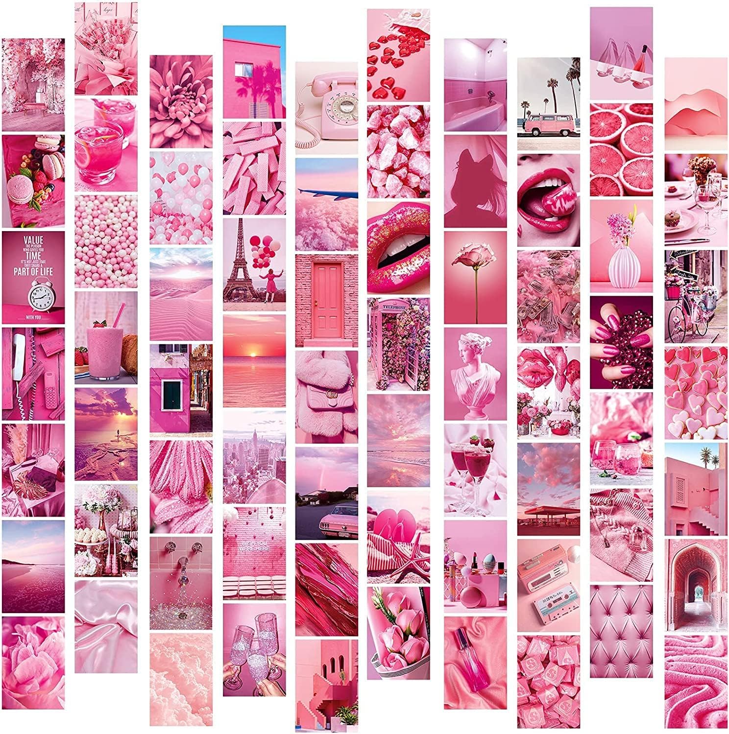 Collage, Pink, Rosa Ästhetik, Fotostreifen, Moodboard, HD, Hintergrundbild fürs Tablet