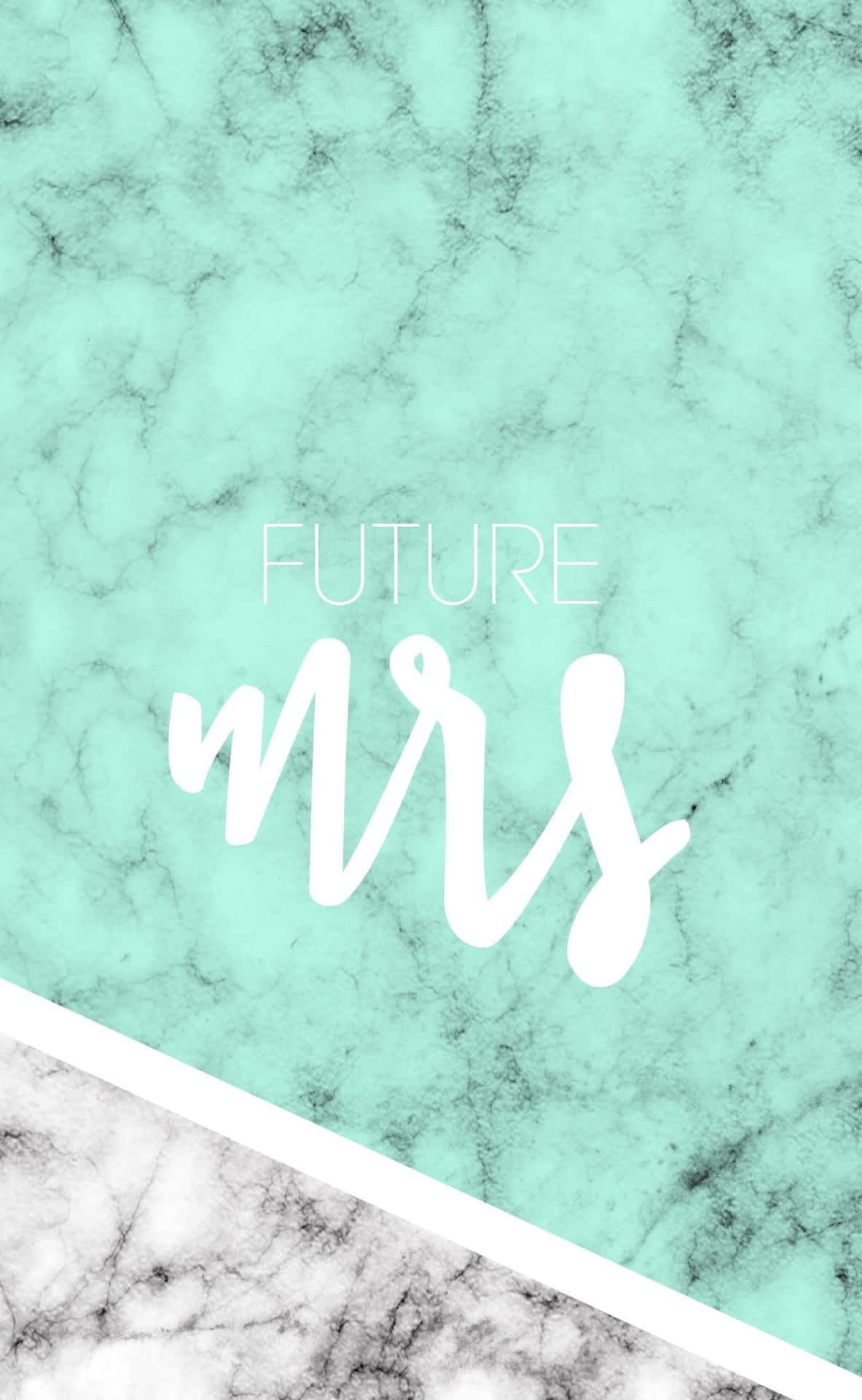 Future Mrs, Schriftzug, Marmor, Mintgrün, Hochzeit, iPhone-17e-Sperrbildschirm