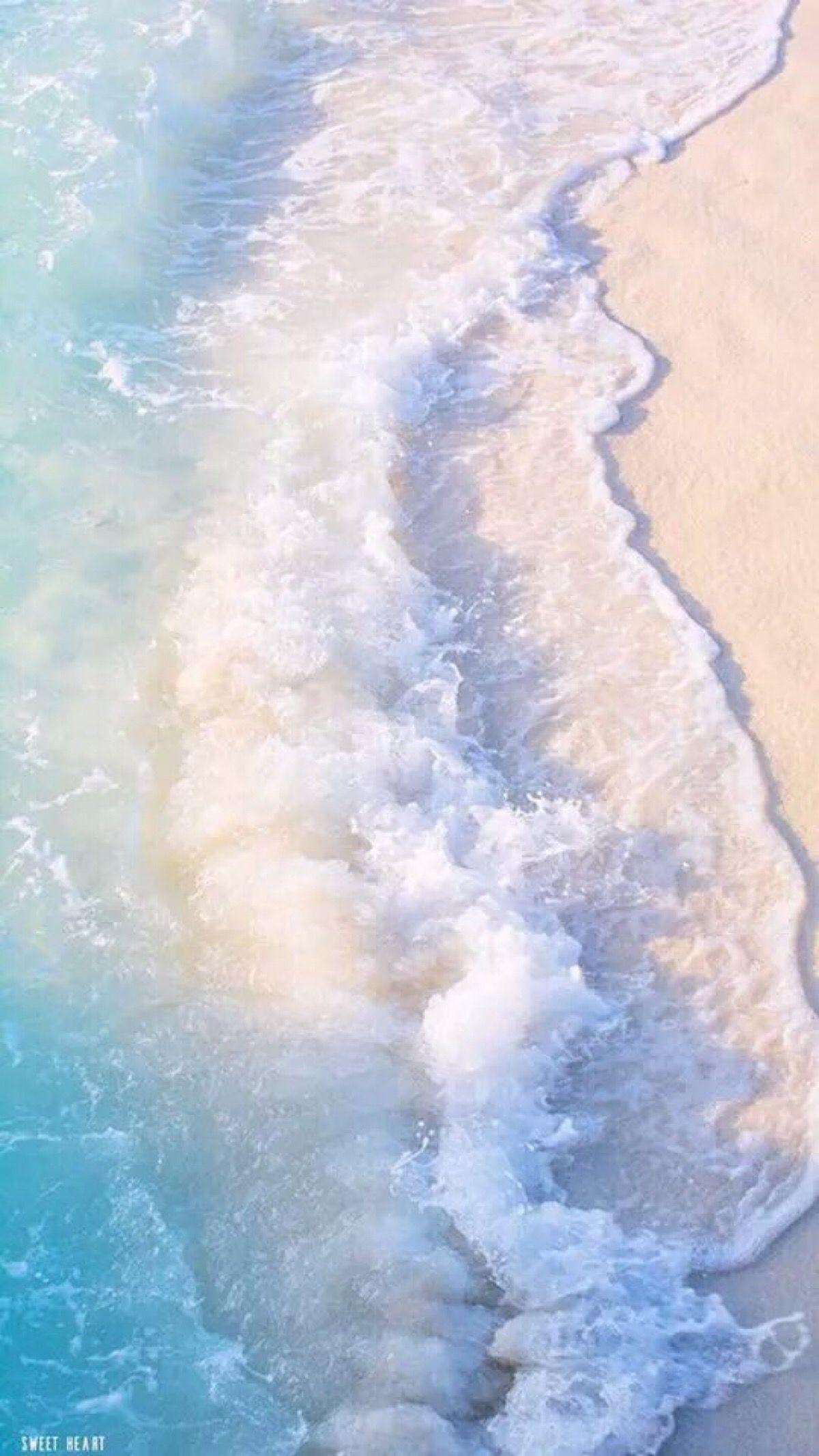 Meer, Wellen, Strand, Luftaufnahme, Pastellfarben, Hintergrundbild fürs iPhone 17e