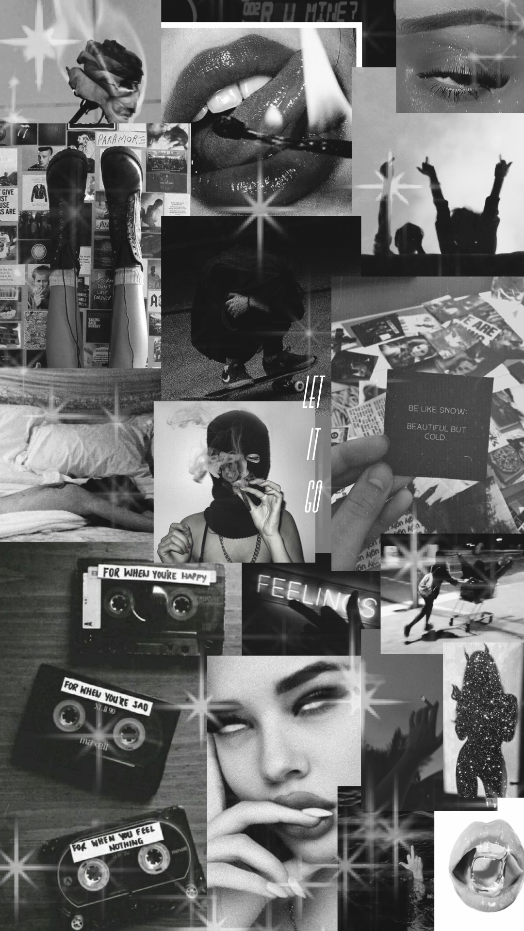 Collage, Fotos, Lippen, Mode, Graustufen, Full HD, Hintergrundbild fürs Handy