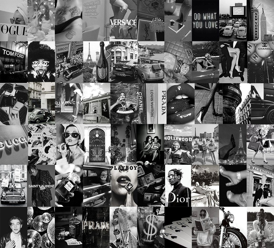 Collage, Mode, Versace, Dior, Fotos, Monochrom, Hintergrundbild für iPad und Tablet