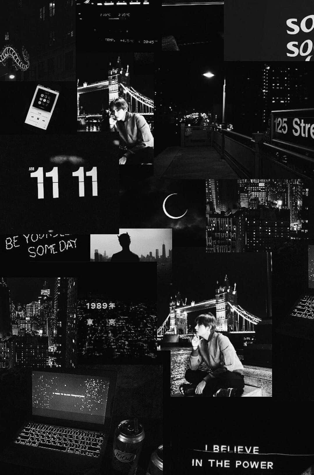 Dark Aesthetic, Collage, 11:11, Sprüche, Nacht, Hintergrundbild für iPhone und Android