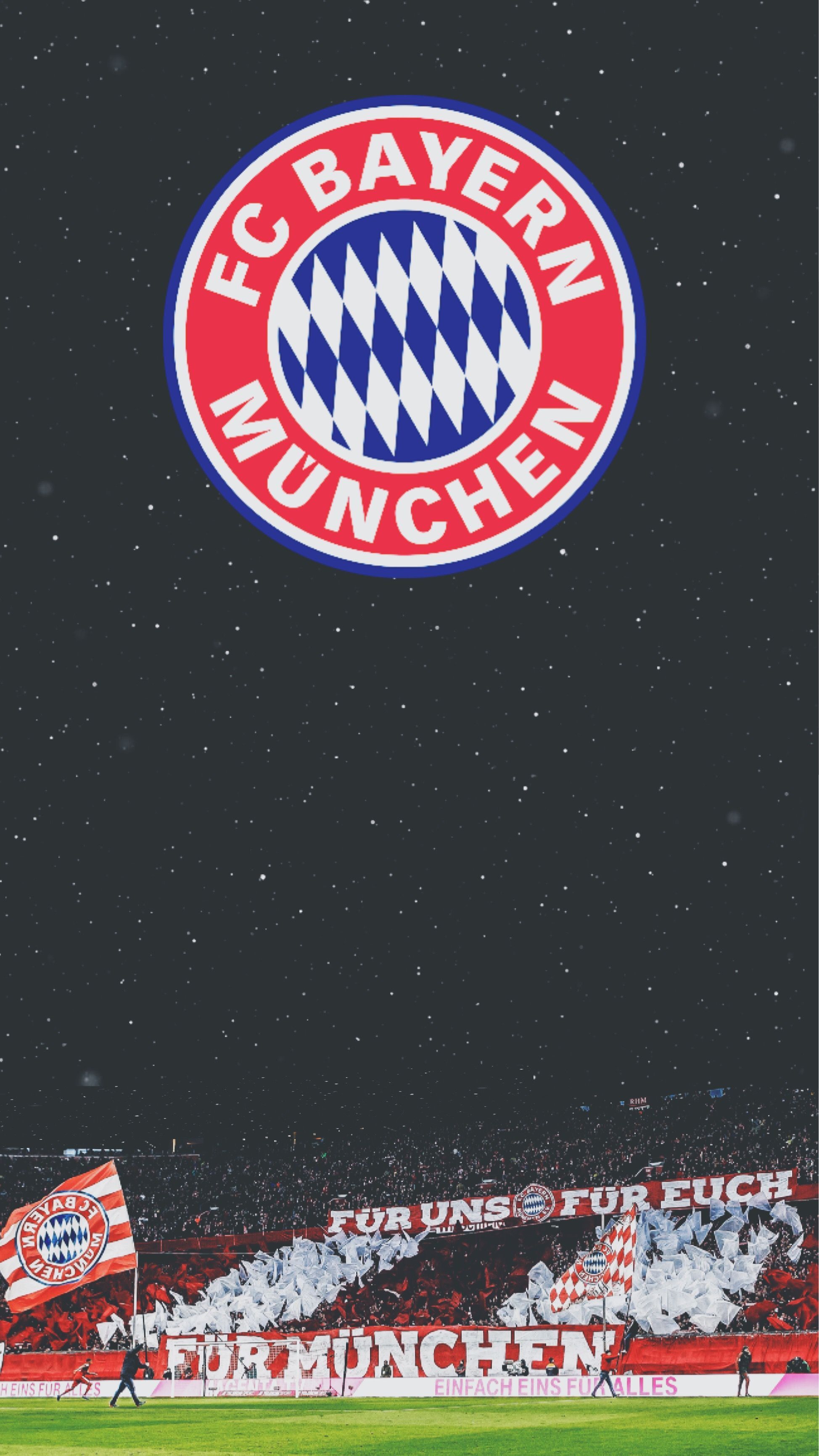FC Bayern München, Wappen, Fans, Dunkelgrau, QHD+, Hintergrundbild fürs Handy