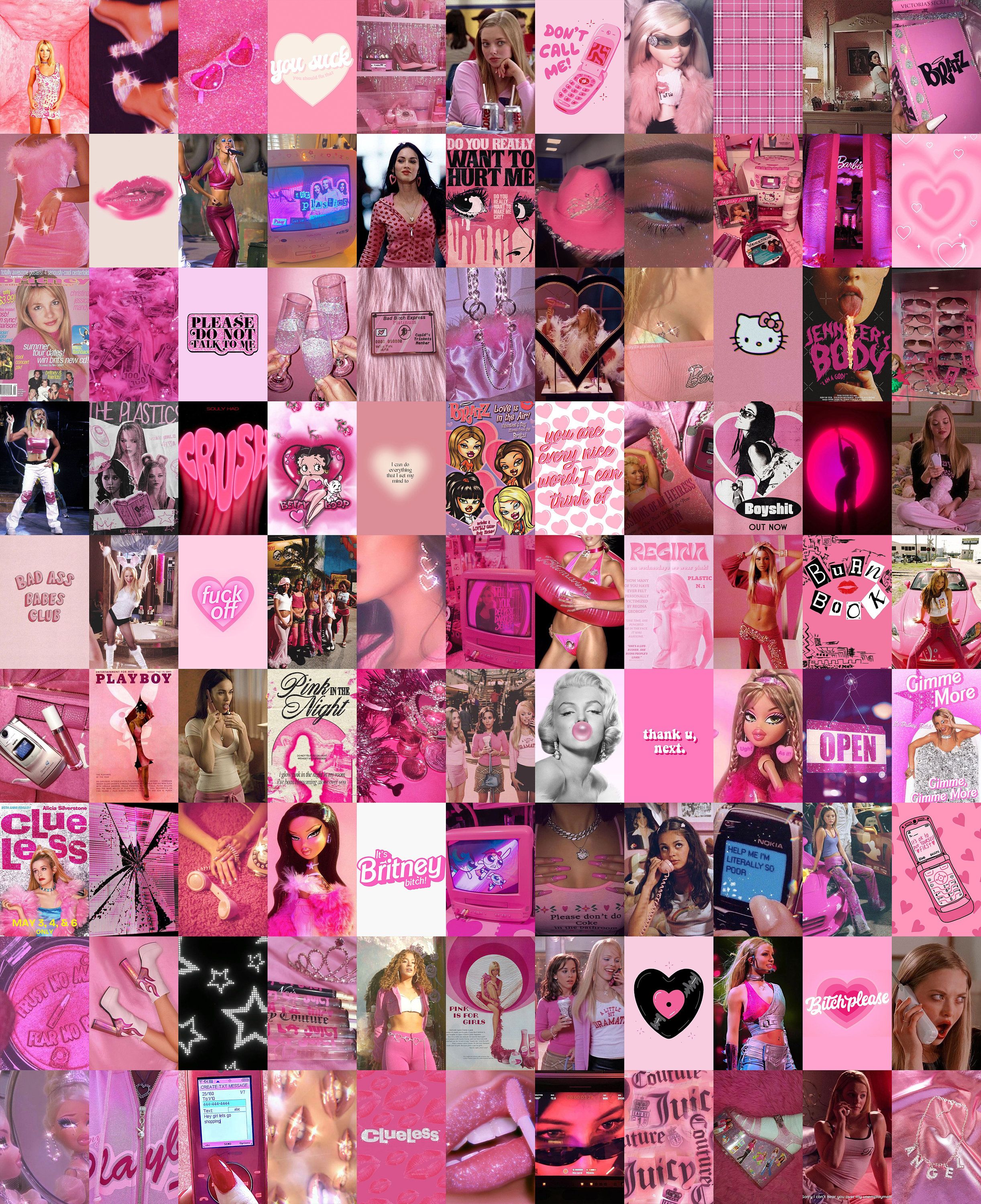 Collage, Pinke Ästhetik, Herzen, Moodboard, Rosa, QHD+, iPad-Hintergrundbild