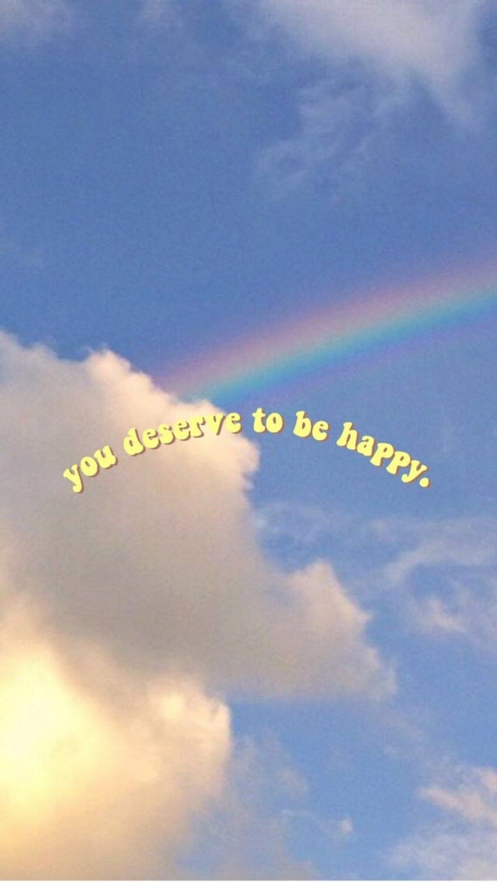 Regenbogen, Wolken, Zitat, Blauer Himmel, Ästhetik, iPhone-17-Hintergrundbild