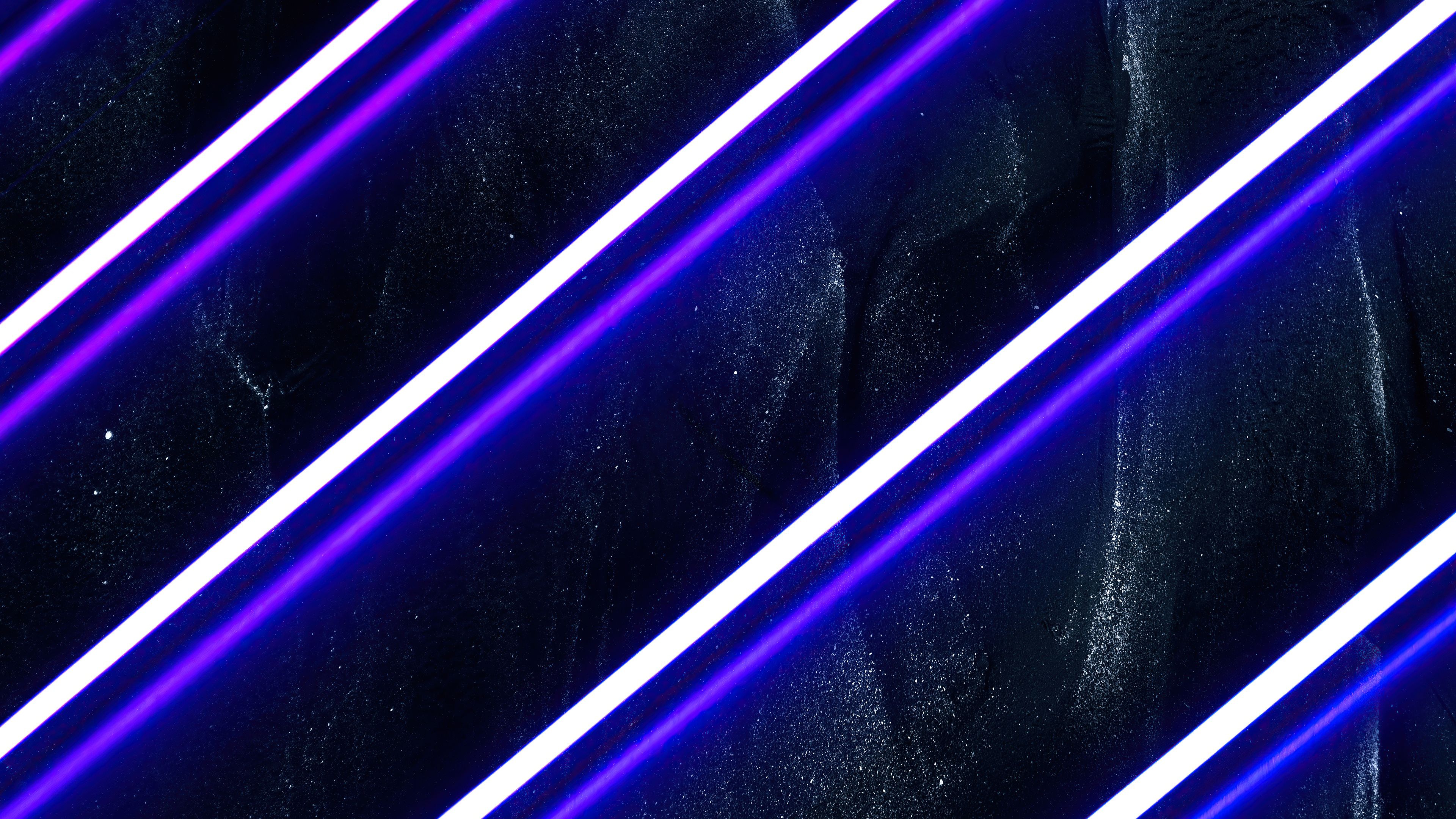 Diagonale Streifen, Neonröhren, Lila, Blau, Dunkel, 16:9, 4K-Hintergrundbild für den Desktop