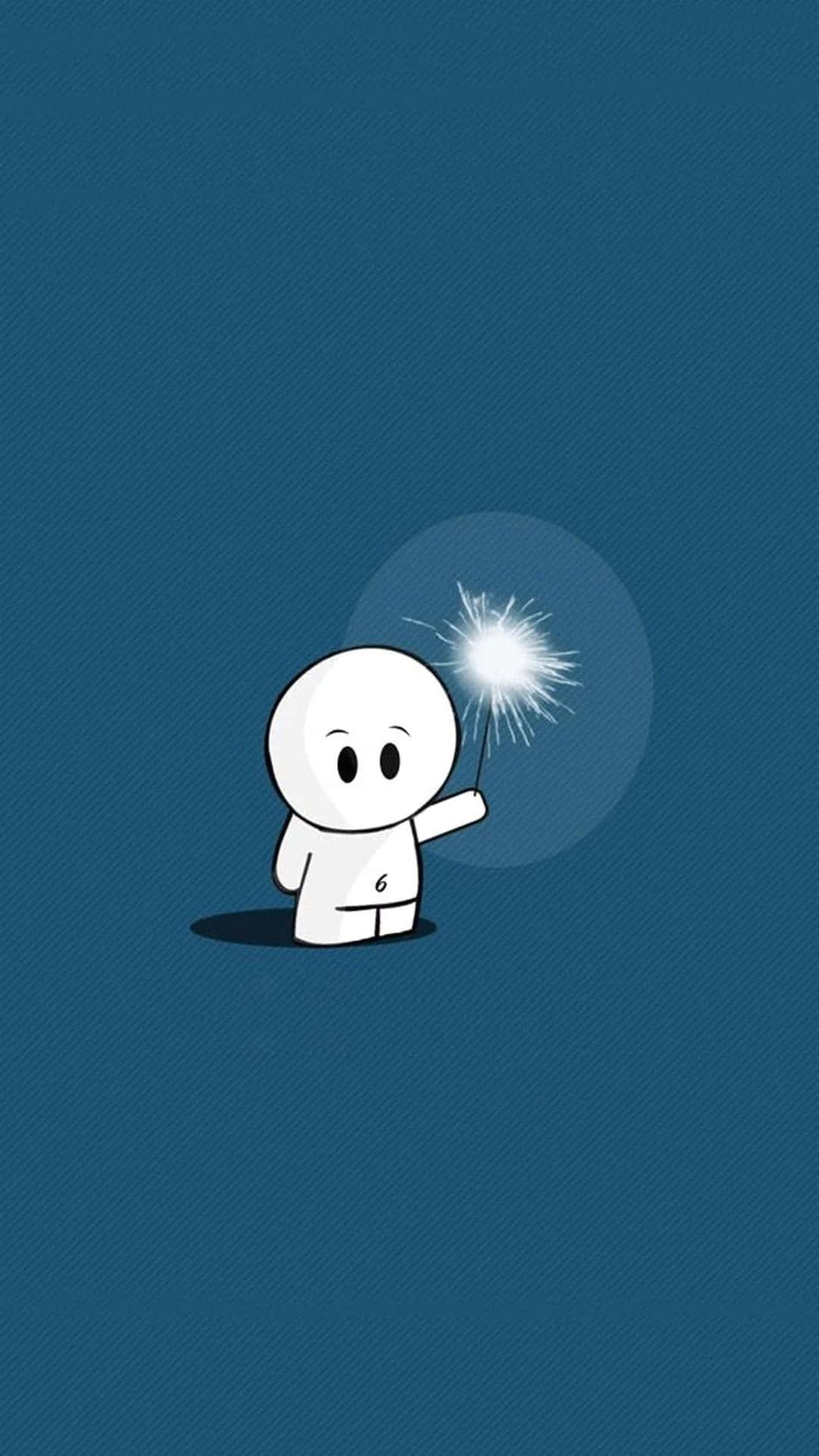 Cartoon-Figur, Glühbirne, Niedlich, Petrol, Minimalismus, iPhone 17, Wallpaper