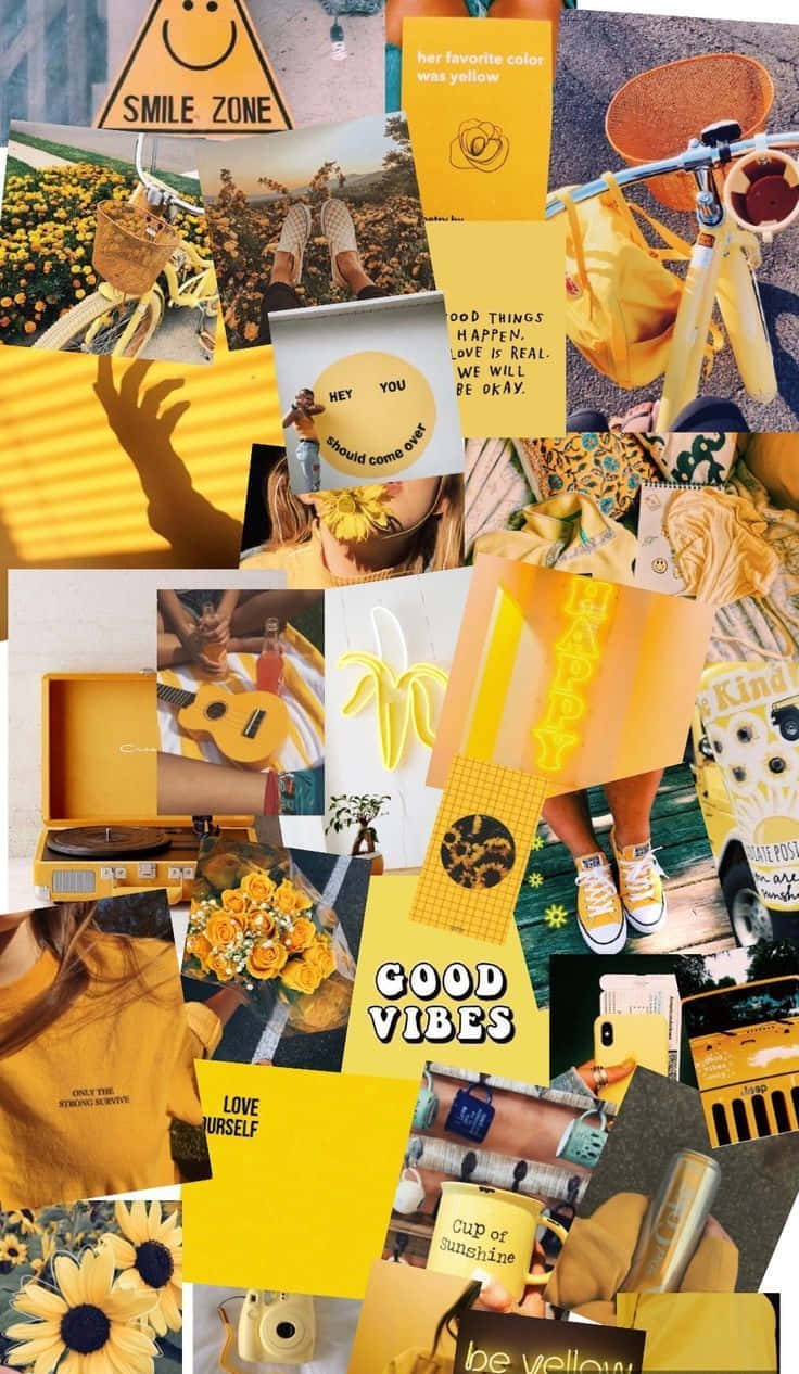 Collage, Gelbe Ästhetik, Sonnenblumen, Smiley, Gelb, HD, Sperrbildschirm fürs iPhone