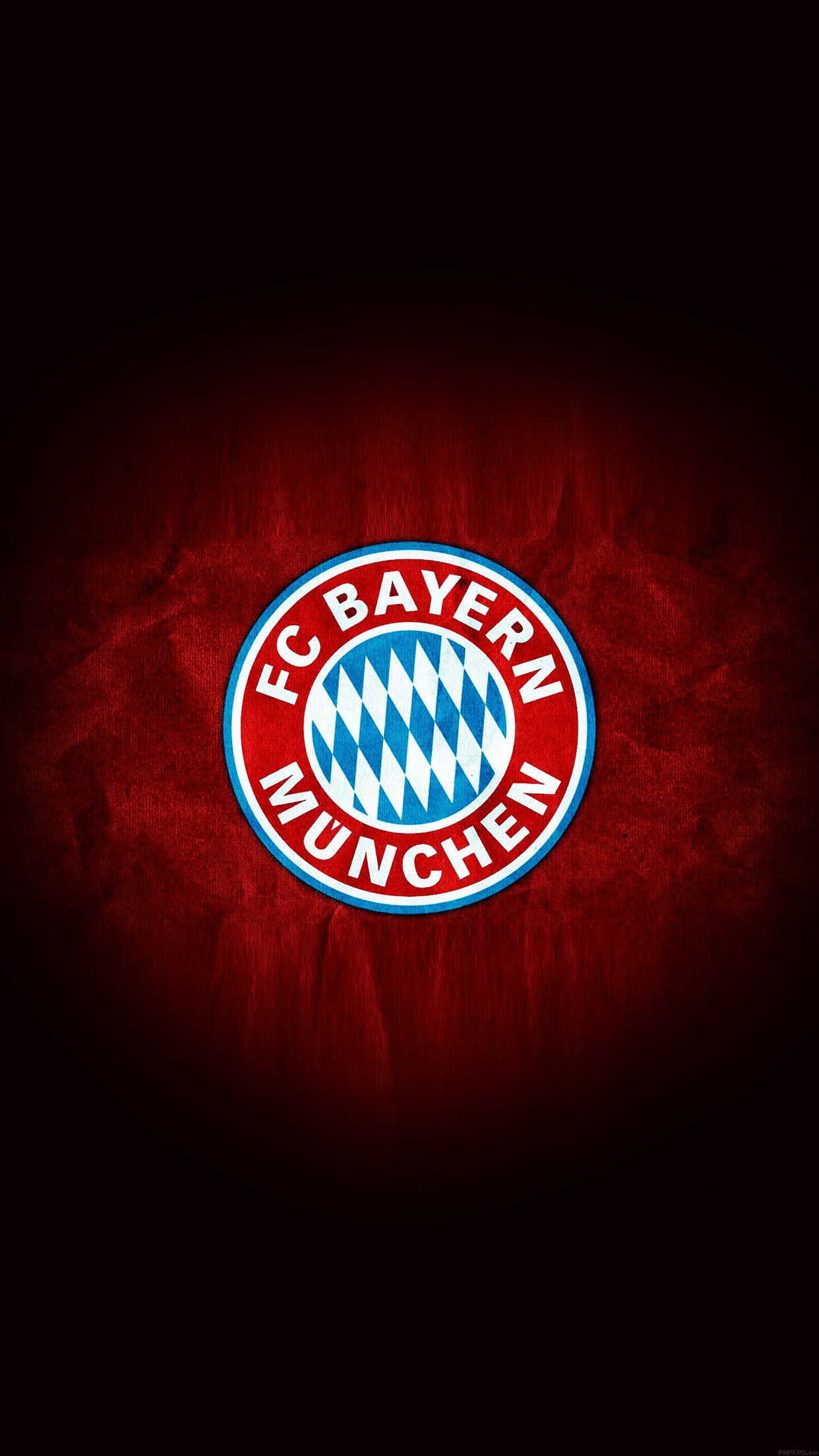 FC Bayern München, Logo, Rotes Leuchten, Schwarzer Hintergrund, Sperrbildschirm fürs iPhone