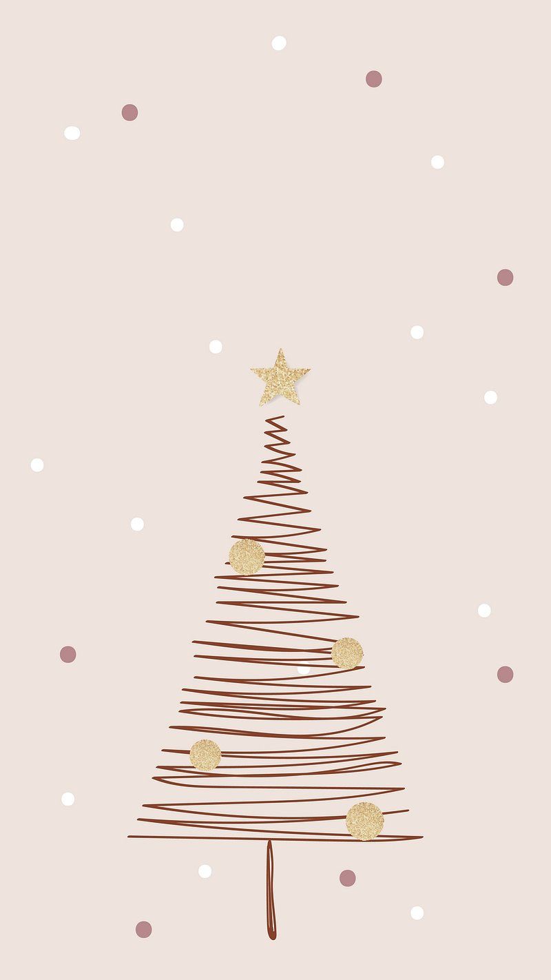 Weihnachtsbaum, Stern, Illustration, Minimalismus, Beige Hintergrund, Sperrbildschirm fürs iPhone