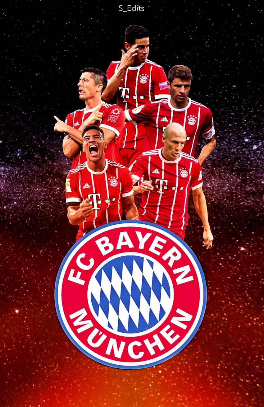 FC Bayern München, Mannschaft, Fußballspieler, Wappen, Sterne, HD, Handy-Hintergrund