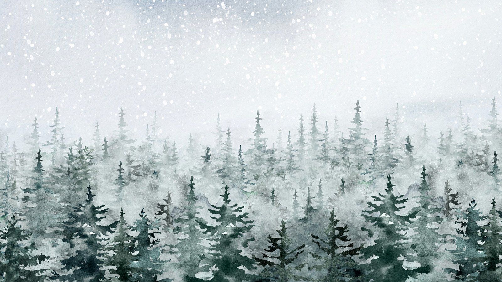 Tannenwald, Schneefall, Nebel, Winterlandschaft, Grün und Weiß, HD-Hintergrundbild für PC