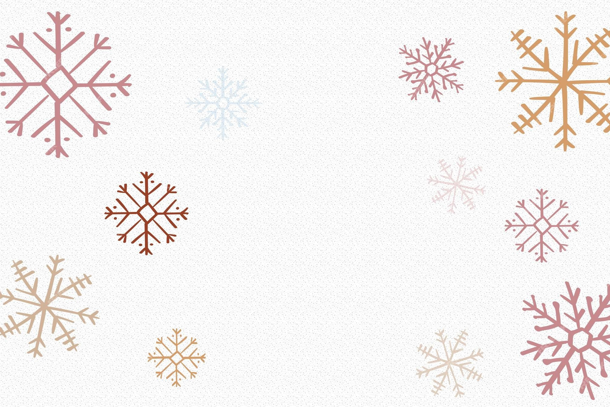 Schneeflocken, Illustration, Muster, Weißer Hintergrund, Pastellfarben, Full HD Wallpaper