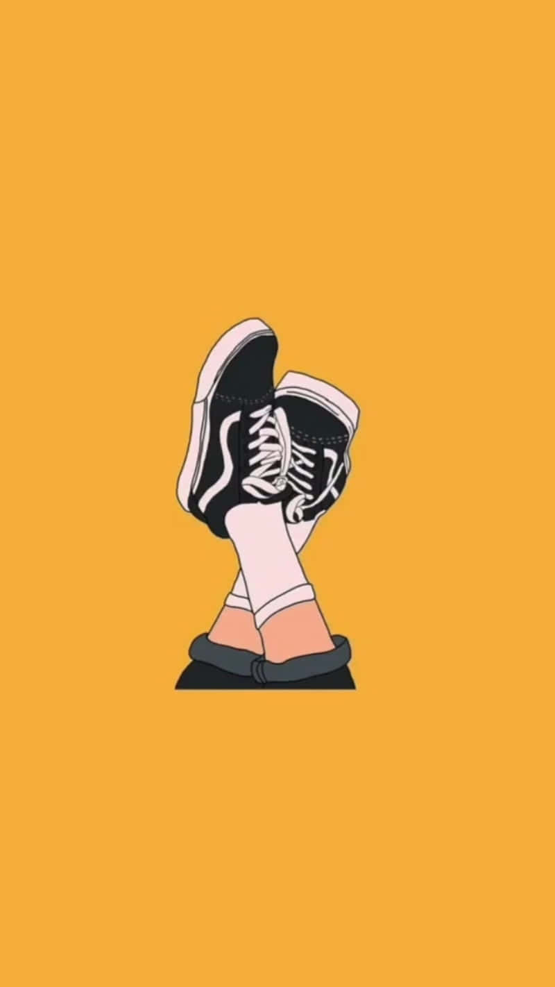 Vans, Sneaker, Hand, Orange Hintergrund, Illustration, iPhone 17, Sperrbildschirm