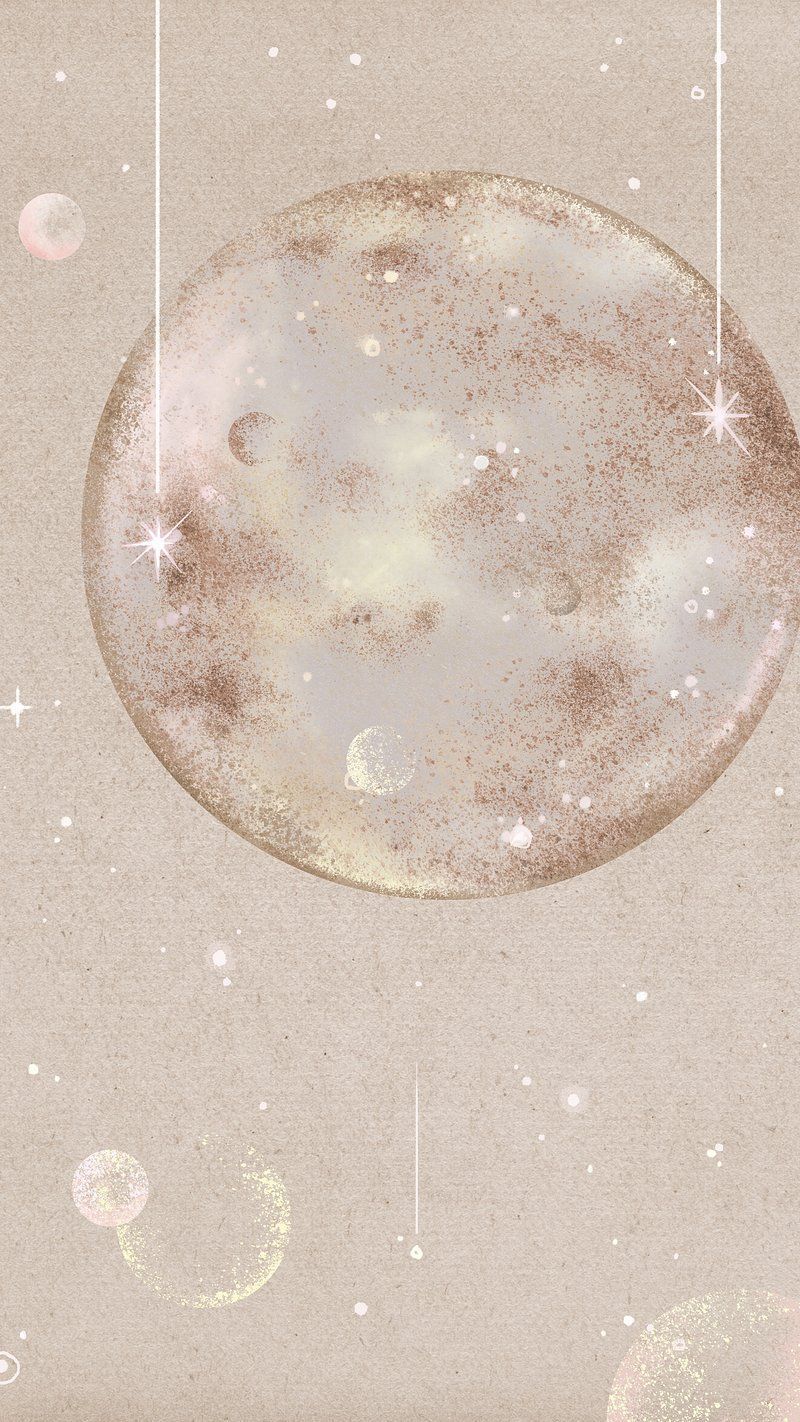 Mond, Sterne, Beige, Ästhetik, Illustration, iPhone 17, Handy-Hintergrundbild