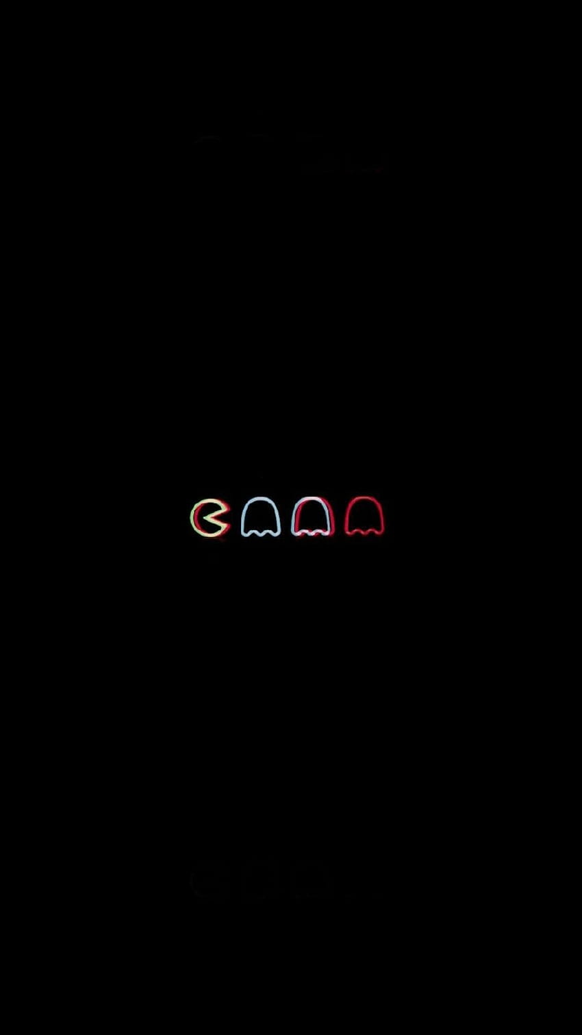 Pac-Man, Geister, Schwarzer Hintergrund, Minimalismus, Retro-Gaming, Sperrbildschirm fürs iPhone 17