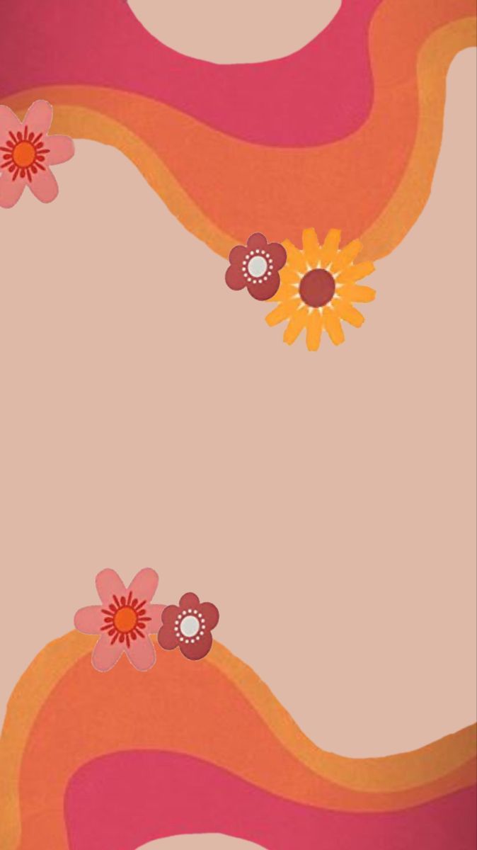 Retro, 70er Jahre, Blumen, Wellen, Orange, Rosa, iPhone-17-Hintergrundbild