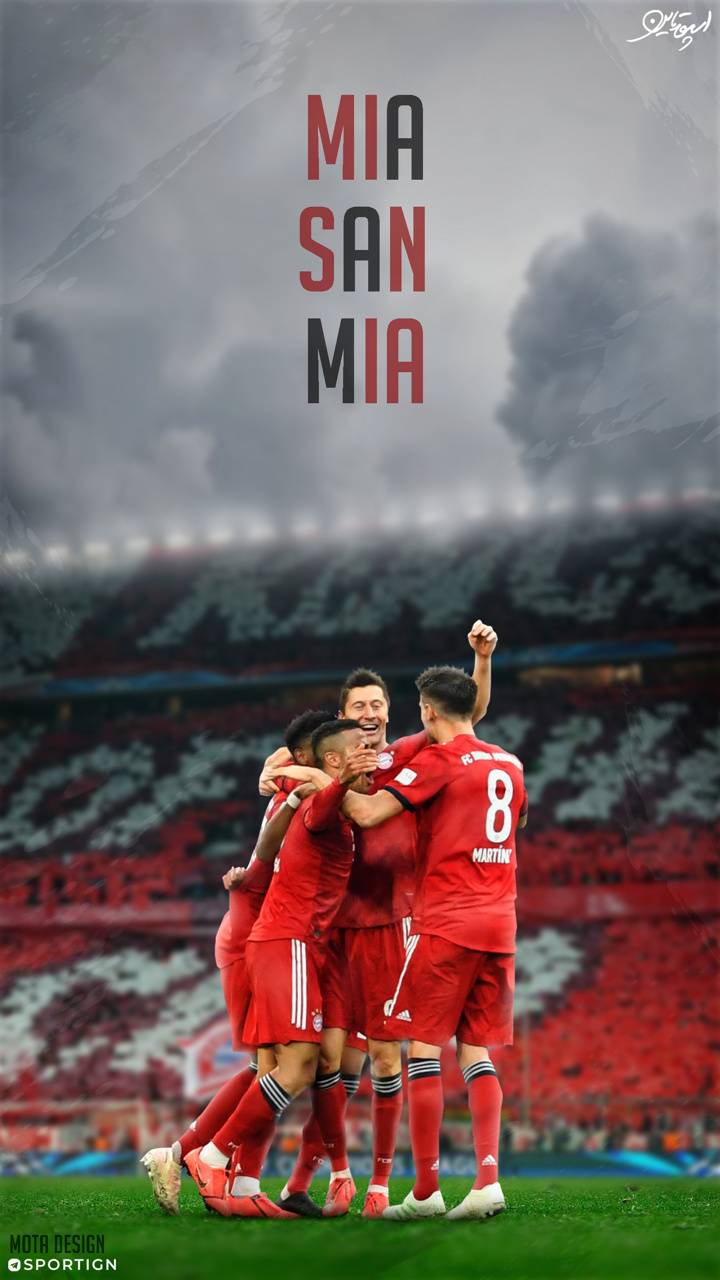 FC Bayern München, Mia san mia, Mannschaft, Torjubel, HD, Handy-Hintergrund im Hochformat