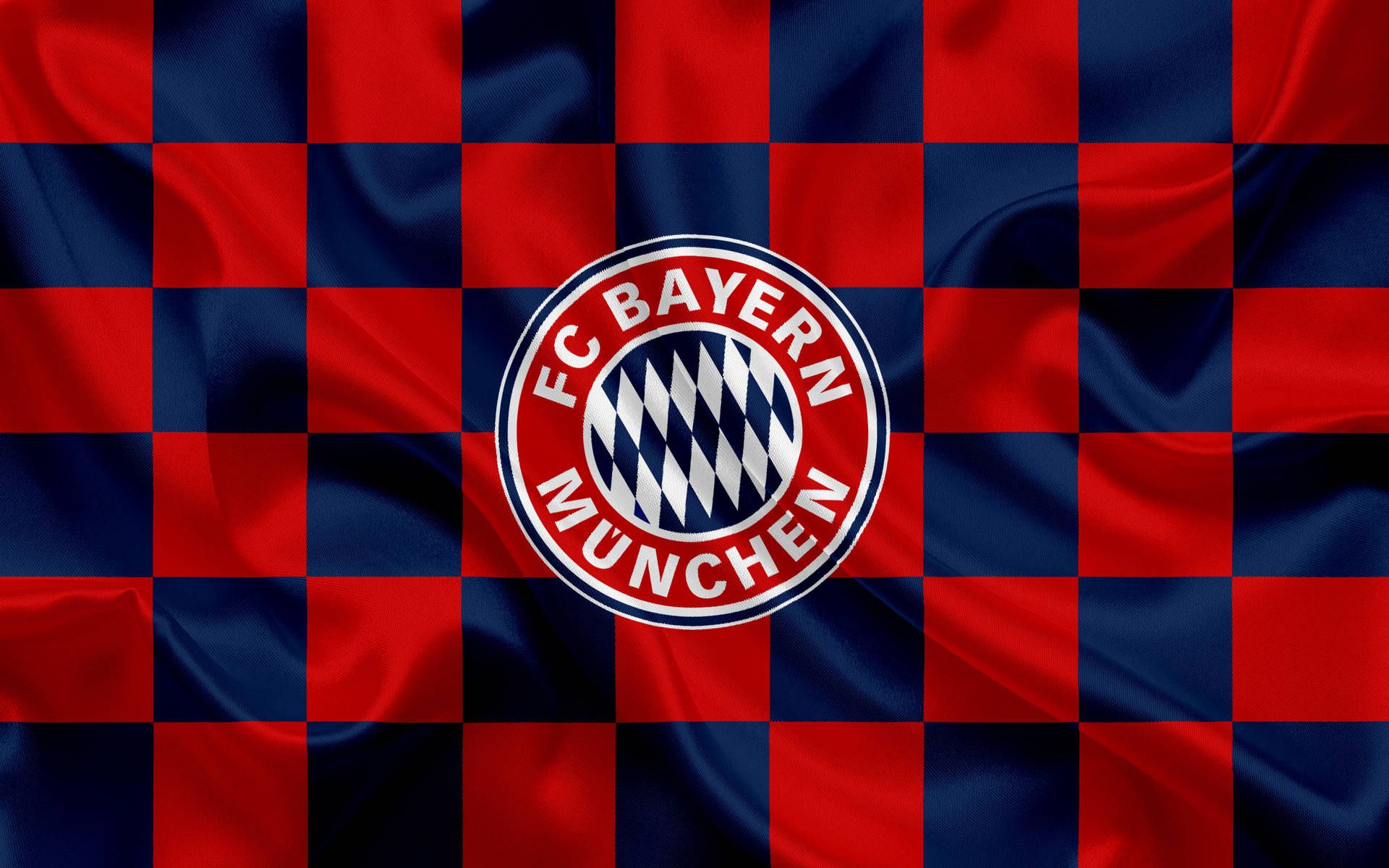FC Bayern München, Flagge, Karomuster, Rot-blau, Wappen, Full HD, MacBook-Hintergrundbild