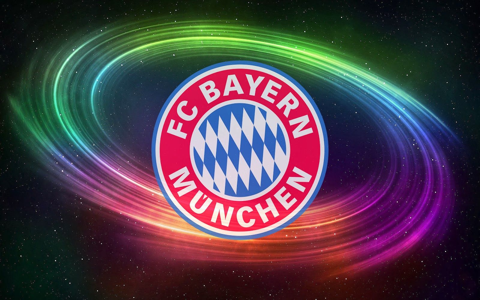 FC Bayern München, Wappen, Farbige Ringe, Weltraum, HD, Desktop-Hintergrund für Windows