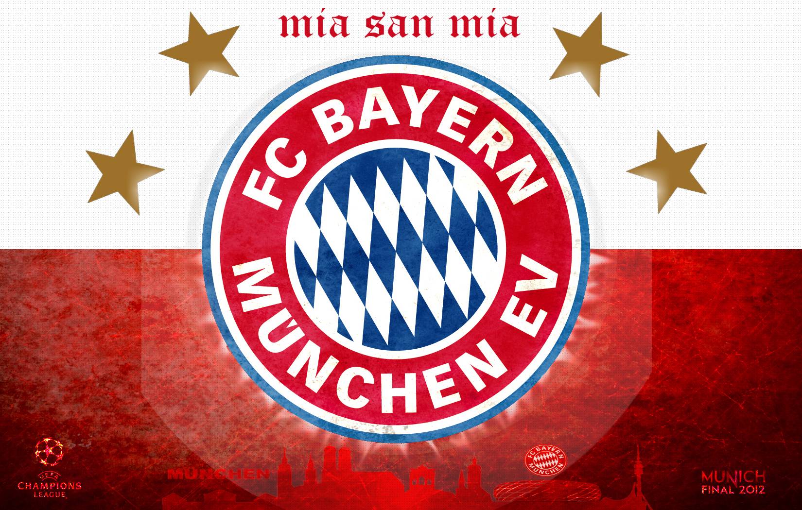 FC Bayern München, Mia san mia, Champions League, Sterne, Wappen, HD, Windows-Hintergrundbild
