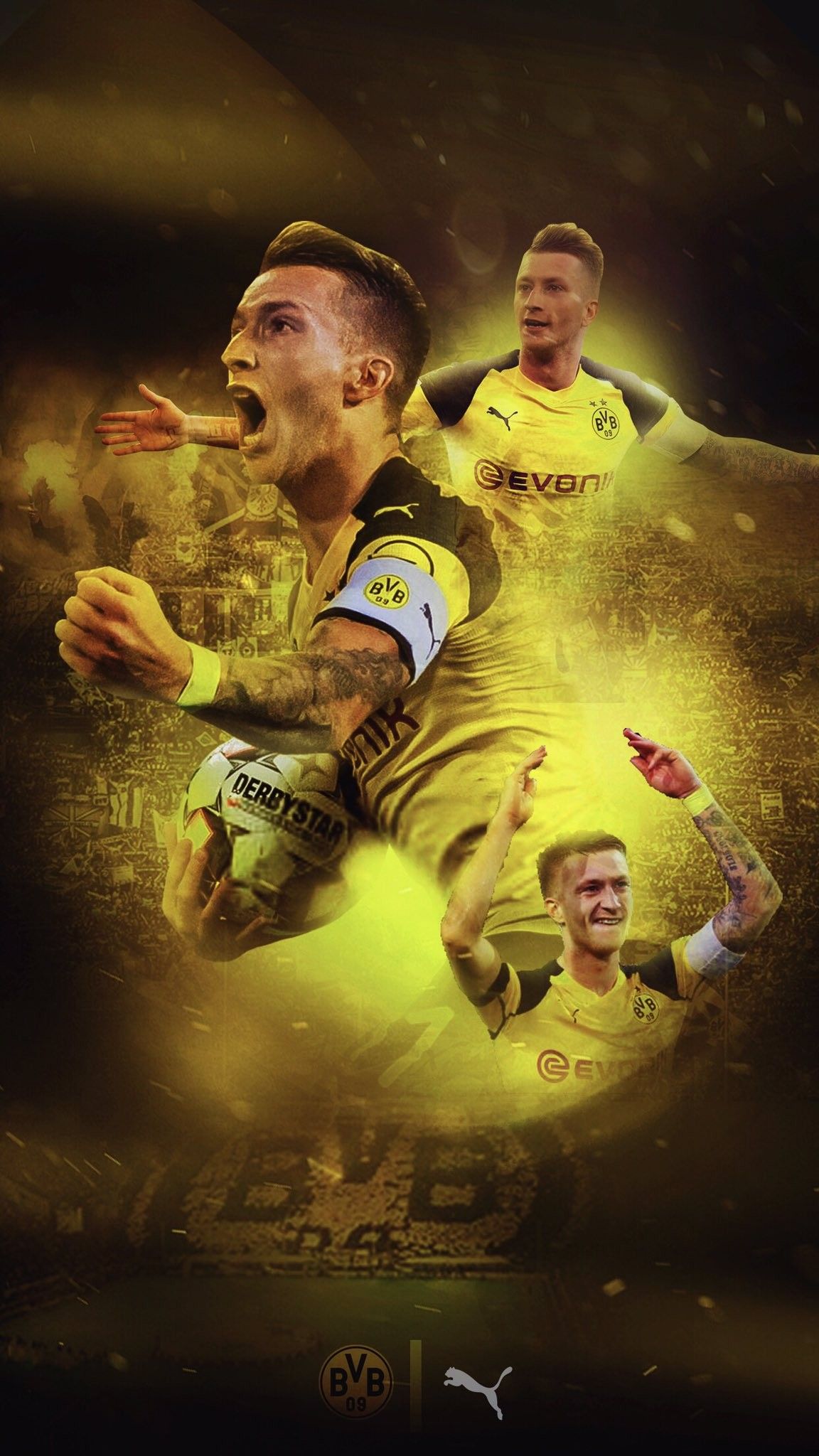 Marco Reus, Borussia Dortmund, Collage, Grafikdesign, Kapitänsbinde, Full HD, Handy-Hintergrund