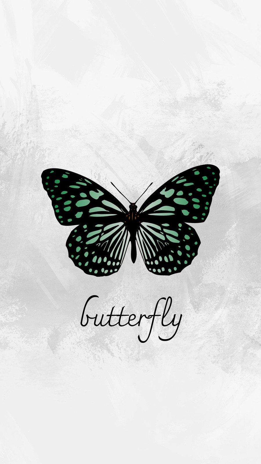 Butterfly, Grüner Schmetterling, Schriftzug, Weißgrau, HD, Sperrbildschirm fürs iPhone