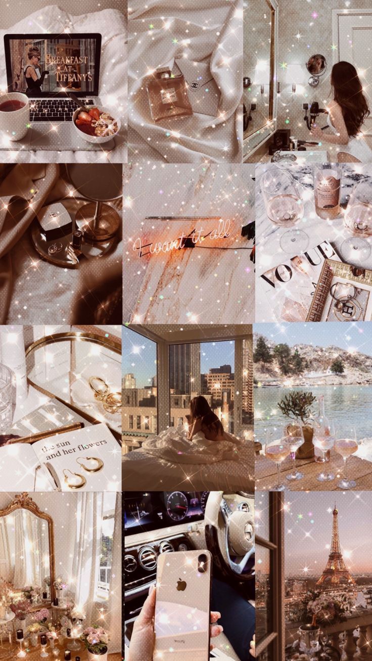 Collage, Eiffelturm, Paris, Beige, Ästhetik, HD, Handy-Hintergrund im Hochformat