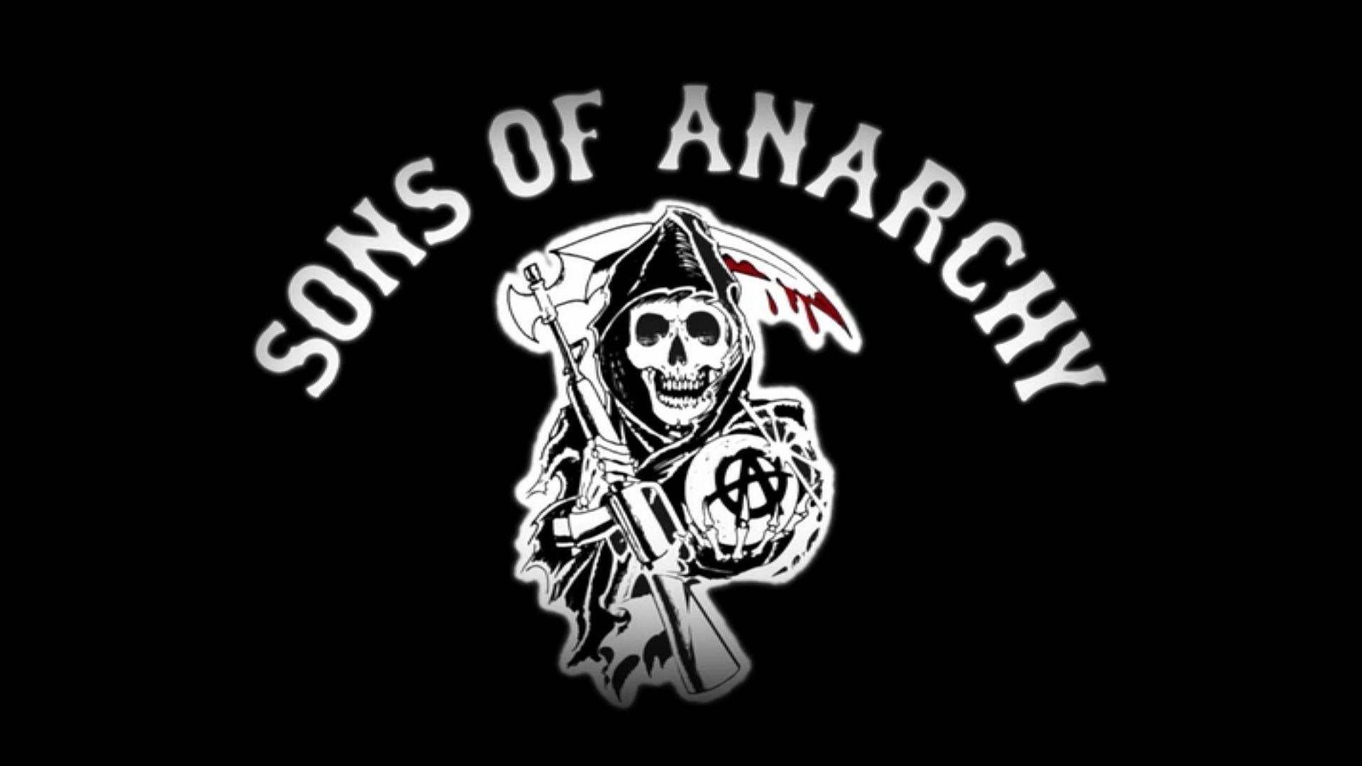 Sons of Anarchy, Reaper-Logo, Sensenmann, Schwarzer Hintergrund, Emblem, Full HD Wallpaper