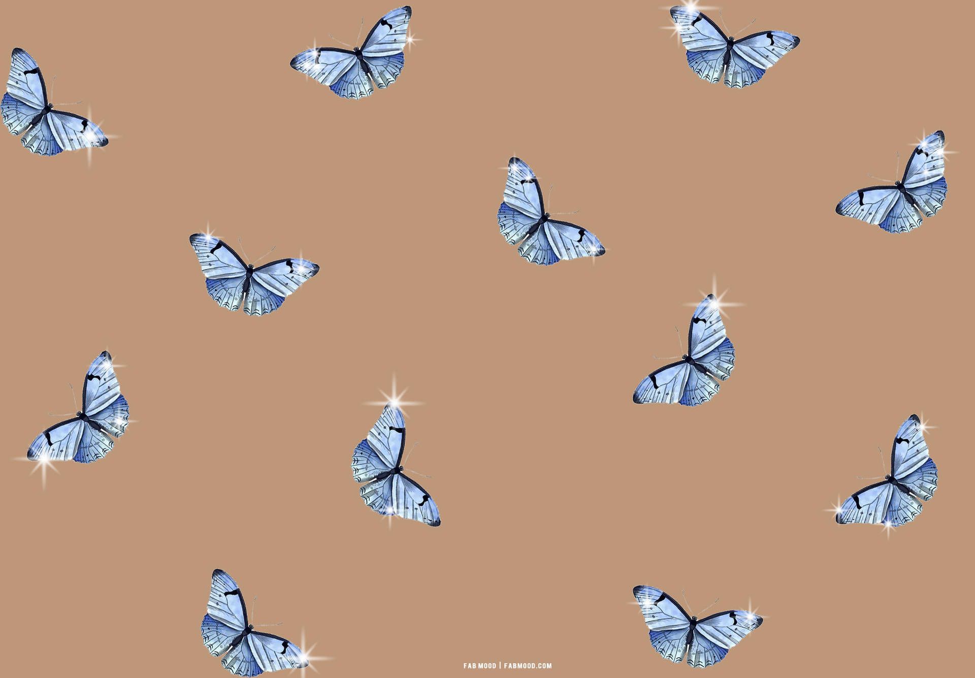 Blaue Schmetterlinge, Muster, Glitzer, Hellbraun, Full HD, Desktop-Hintergrund für Windows