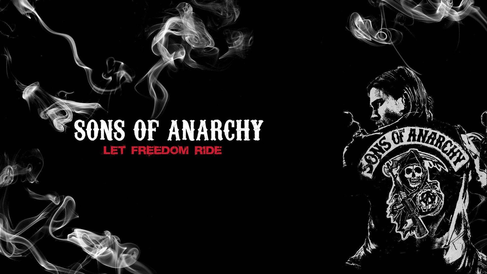 Sons of Anarchy, Let Freedom Ride, Reaper-Logo, Rauch, Schwarzer Hintergrund, 1080p Wallpaper