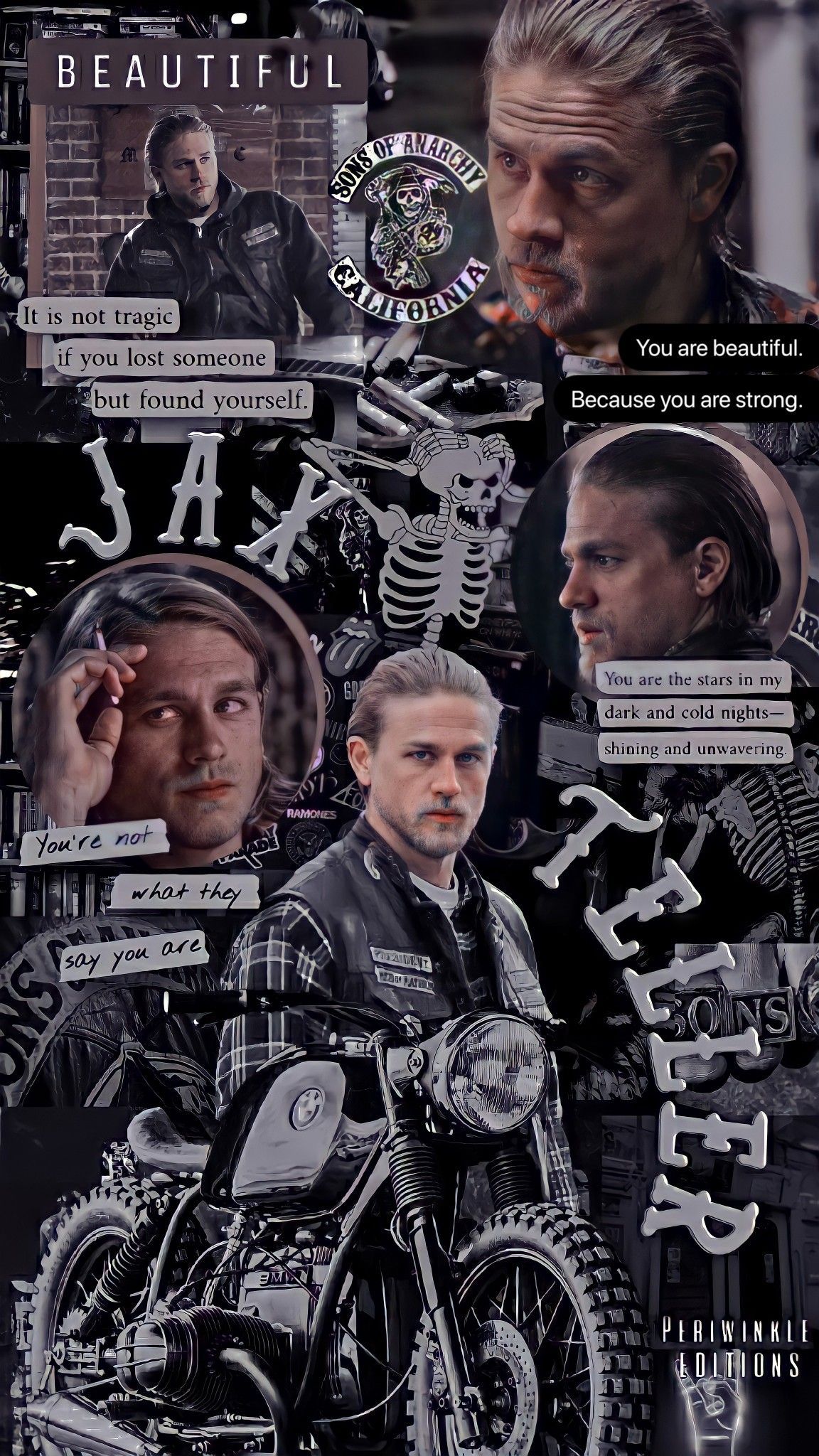Jax Teller, Charlie Hunnam, Sons of Anarchy, Collage, Motorrad, Android-Hintergrundbild