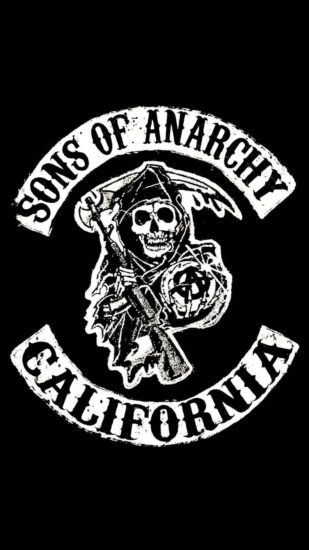 Sons of Anarchy, Reaper-Logo, California, Schwarz-Weiß, Minimalistisch, Full HD, Handy-Hintergrundbild