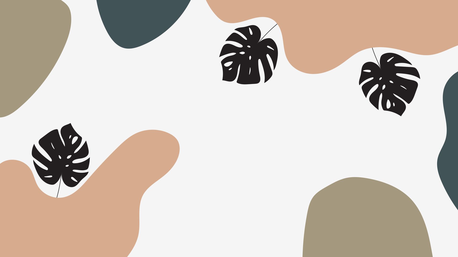 Monstera, Organische Formen, Boho, Erdtöne, Abstrakt, Full HD, Desktop-Hintergrund für Windows