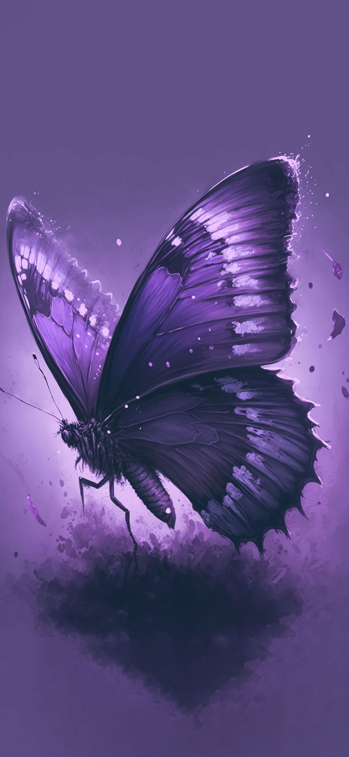 Lila Schmetterling, Glitzer, Violett, Digitale Kunst, Fantasy, Full HD, iPhone-Hintergrundbild