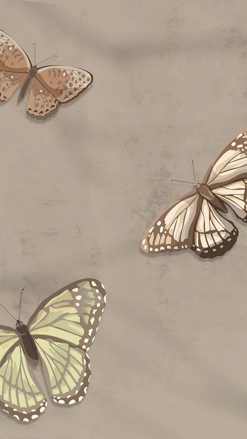 Schmetterlinge, Vintage, Beige, Papier, Hochformat, Hintergrundbild fürs Smartphone