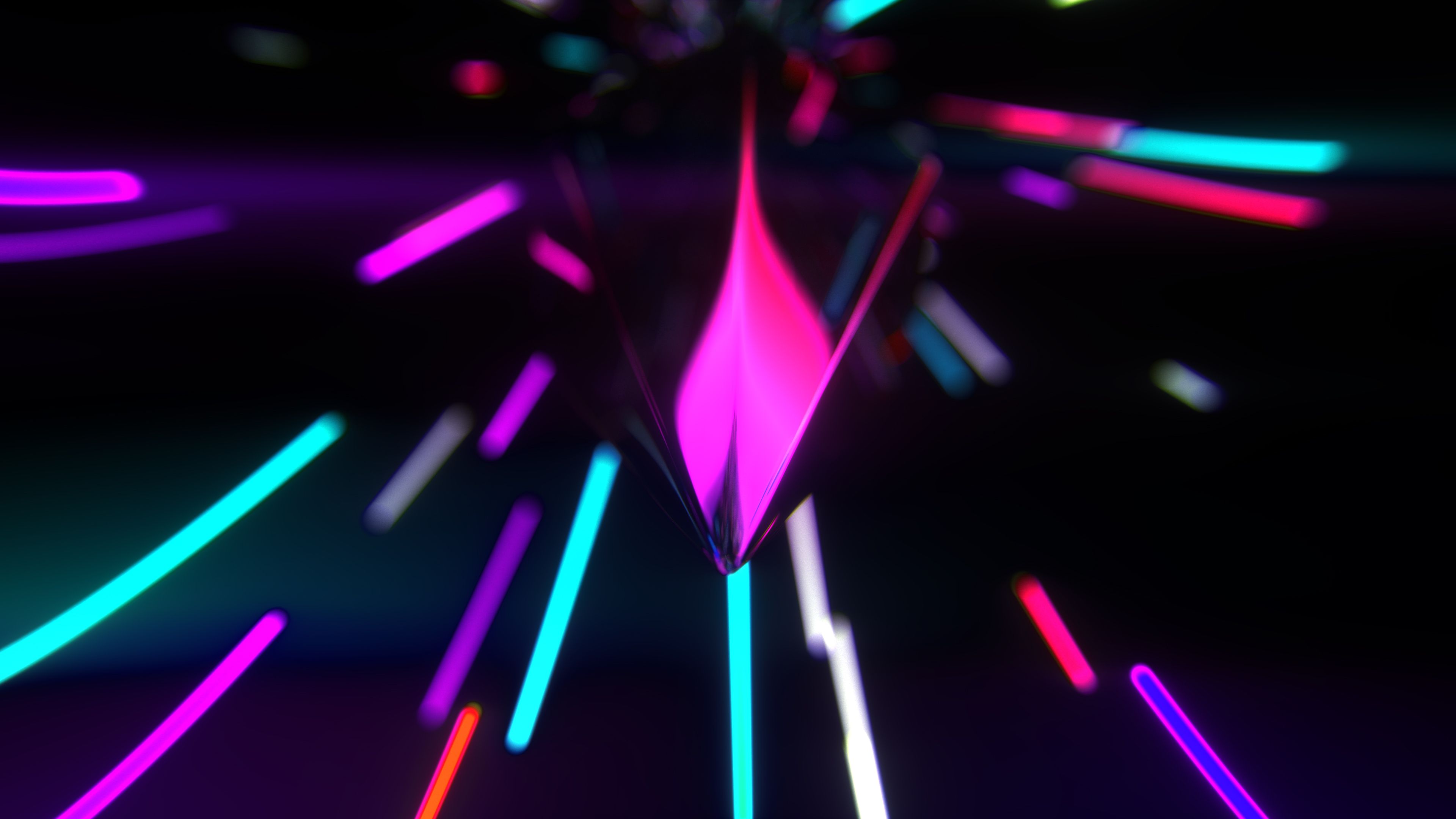Lichtstreifen, Kristall, Pink, Türkis, Geschwindigkeit, 4K, Hintergrundbild für den PC
