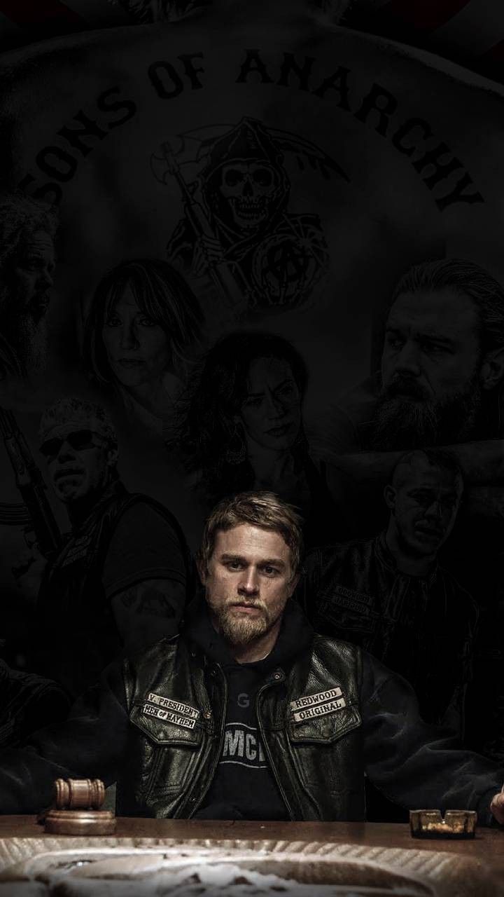 Jax Teller, Charlie Hunnam, Sons of Anarchy, Reaper-Logo, Dunkel, HD, Handy-Hintergrund