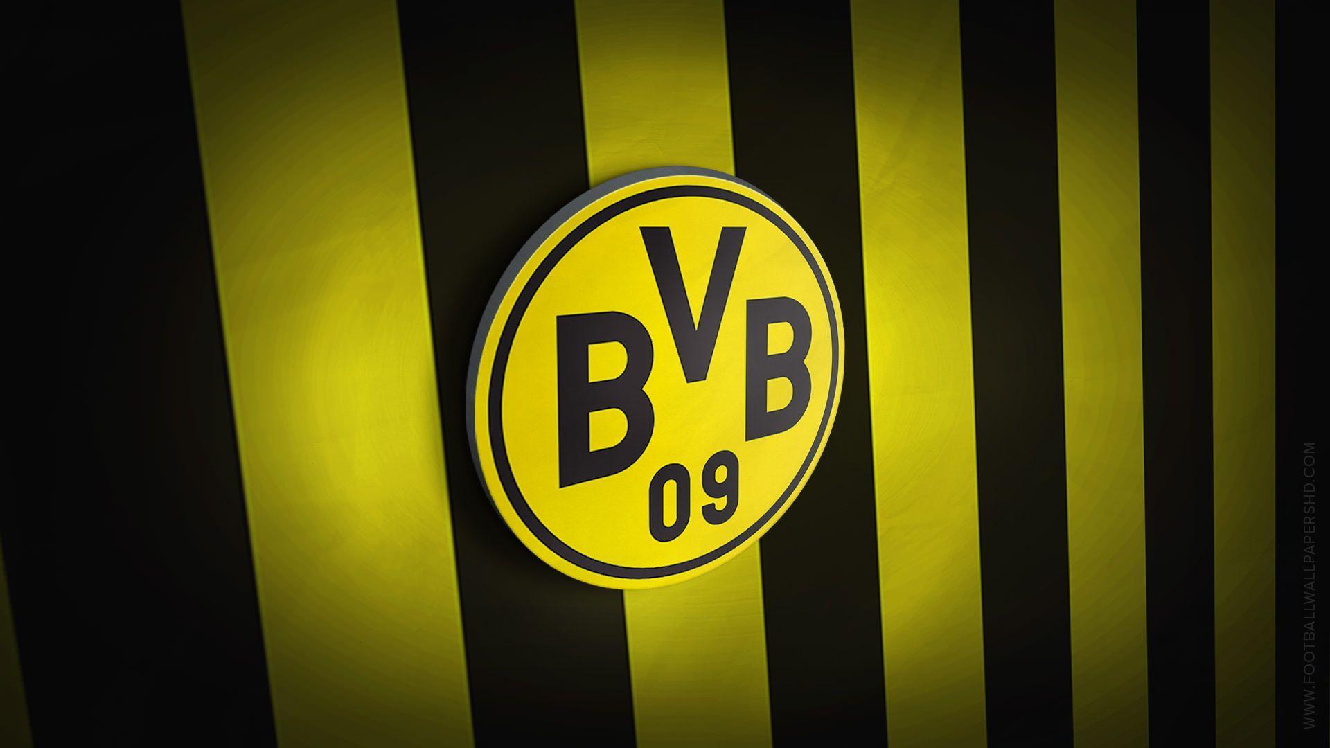BVB-Logo, Borussia Dortmund, Schwarz-gelbe Streifen, Minimalistisch, Full HD, Windows-Hintergrundbild